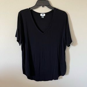 Old Navy Black V Neck Luxe Short Sleeve Shirt